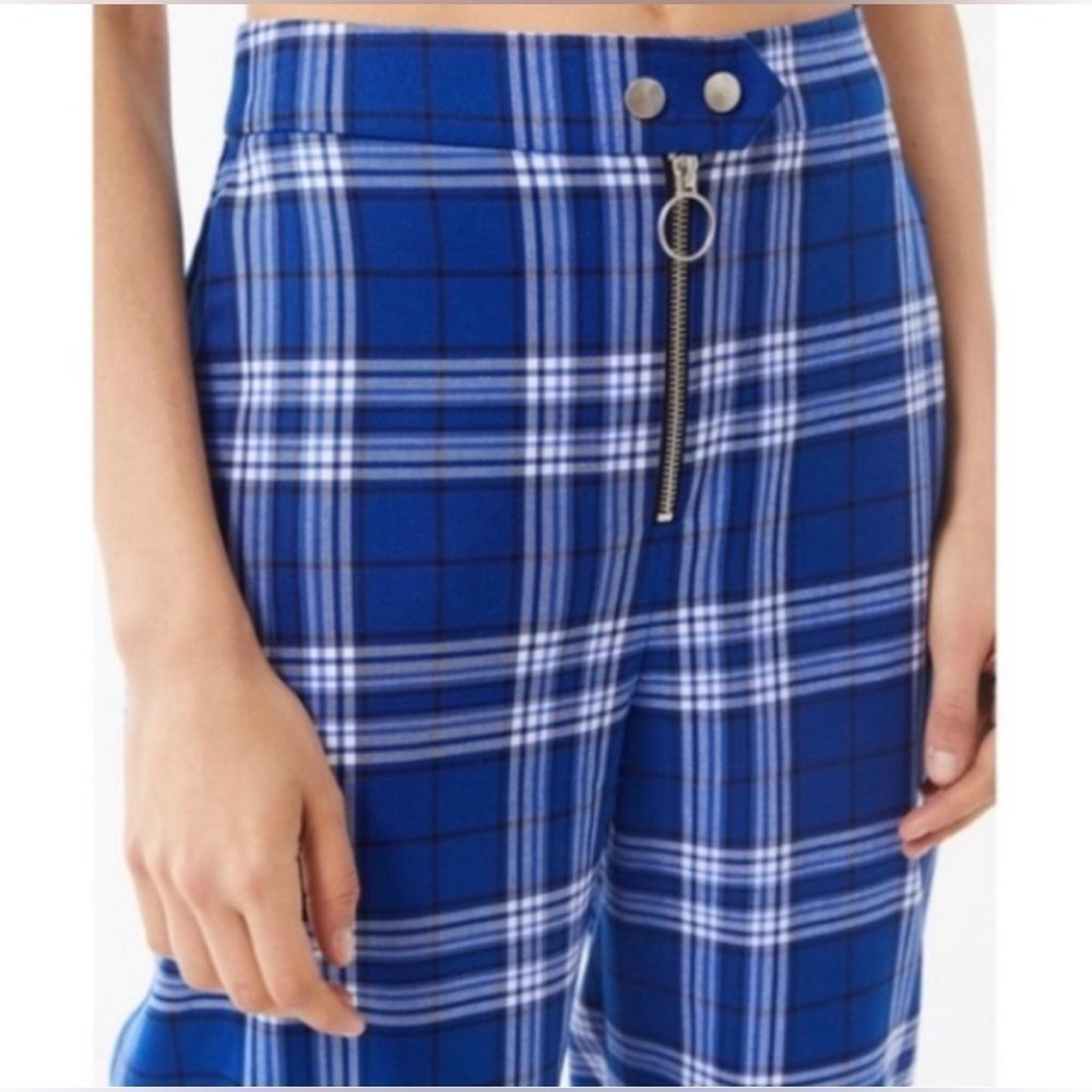 UO Daisy Plaid Zip-Front Wide Leg Pant size 8 - Picture 4 of 11
